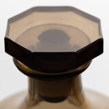Art deco decanting set in smoked crystal glass