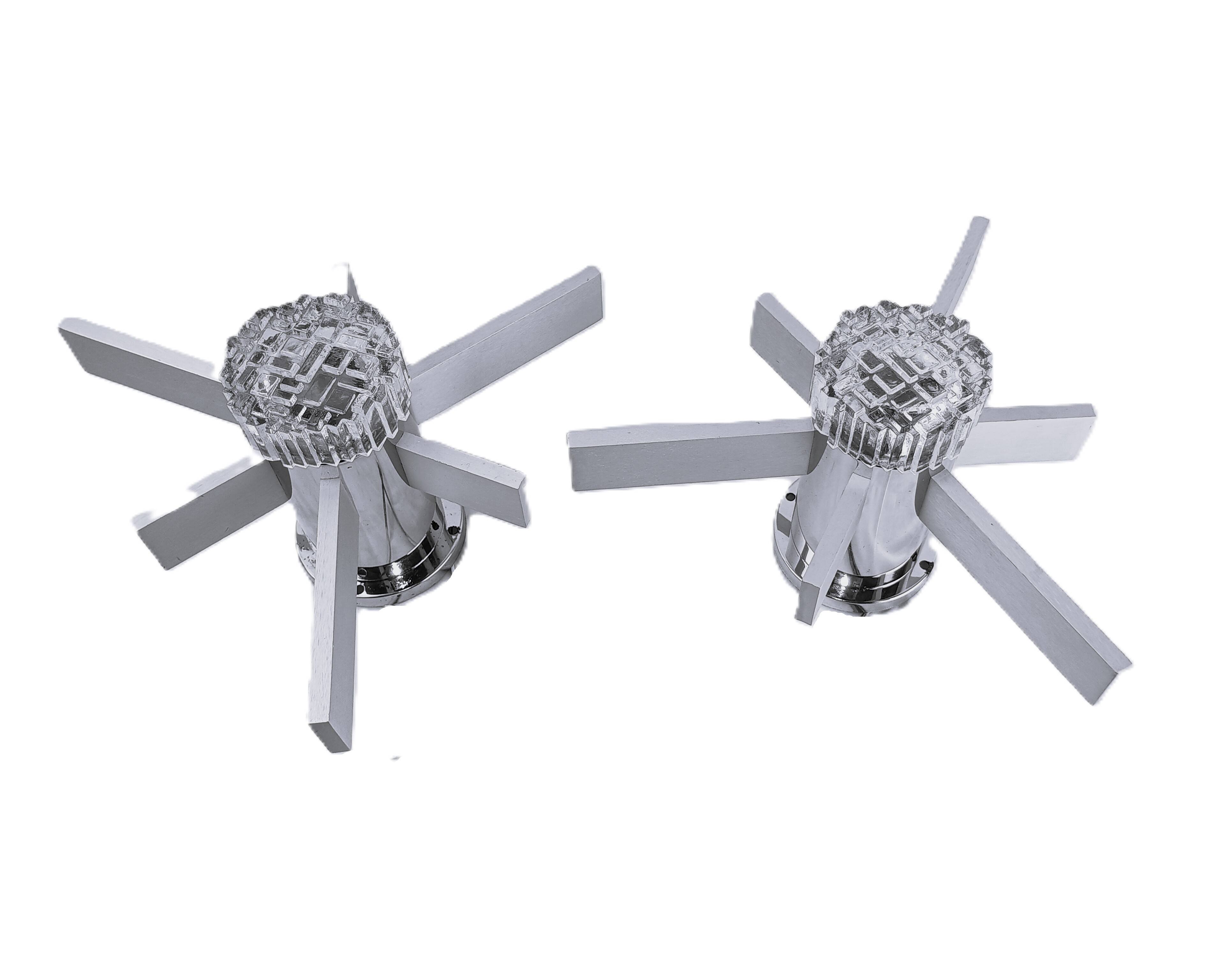 Pair of vintage Italian chrome and glass wall lights, 1960s Sciolari.