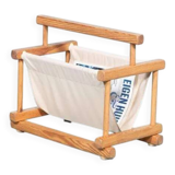 Bohemian magazine rack in vintage 70s pine style.