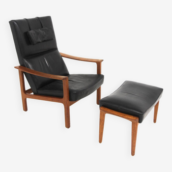 Scandinavian leather armchair, Bröderna Andersson, Sweden, 1960