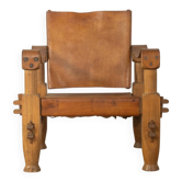 Fauteuil safari vintage brutaliste