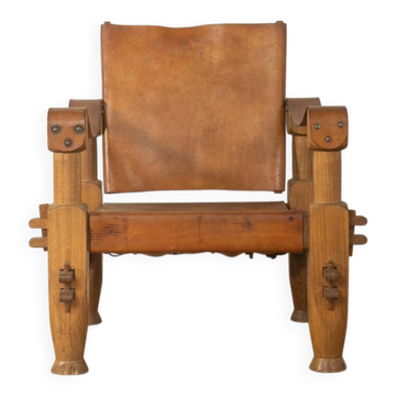Brutalist Vintage Safari Armchair