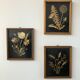 Wooden frame - gold vegetable decoration - golden dandelions