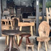 Mini low stool in upcycled old Asian teak H15 D24