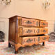 CURVED COMMODE IN WALNUT, PROVINCIAL WORK FROM THE LOUIS XV XVIII PERIOD