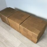 Set of 3 large Cubic De Sede Pouf Swiss leather 70s