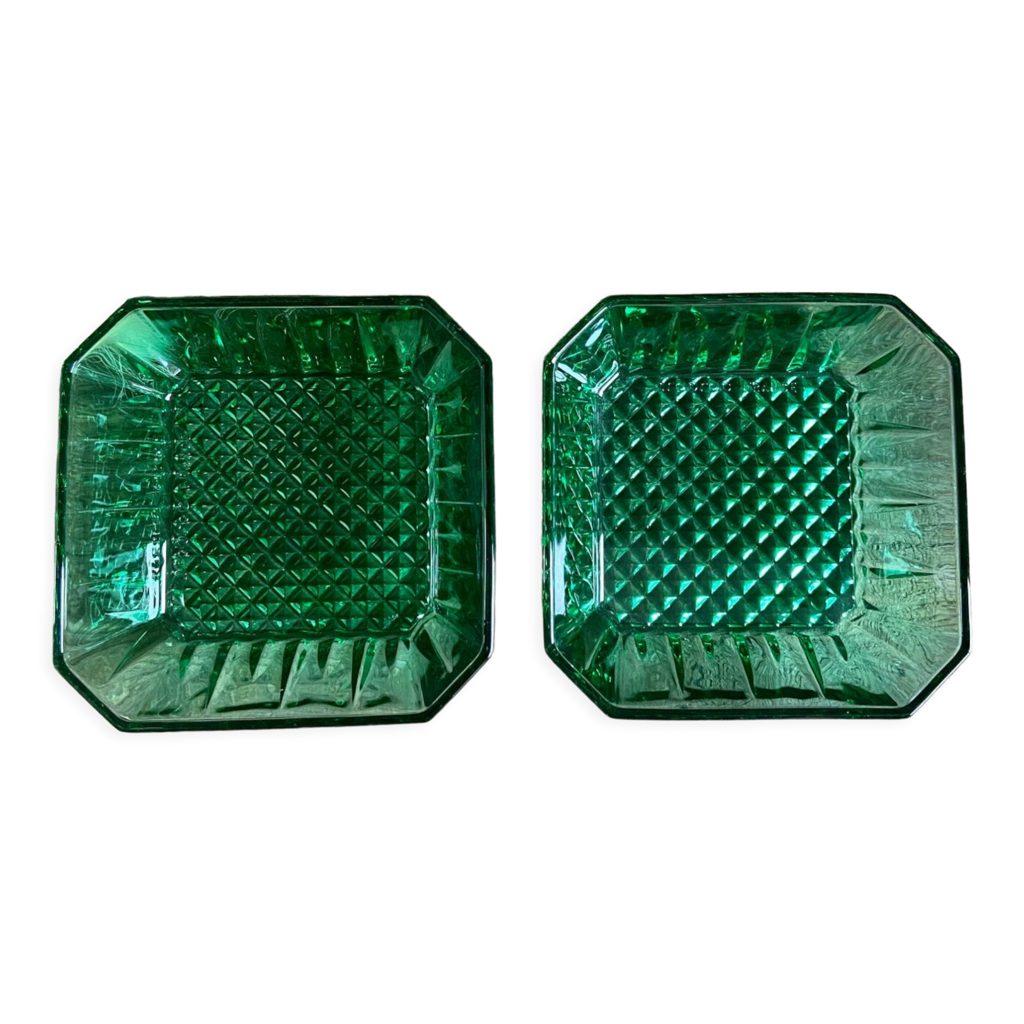2 vintage emerald Luminarc bowls
