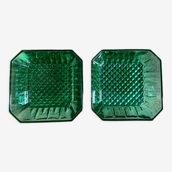 2 vintage emerald Luminarc bowls
