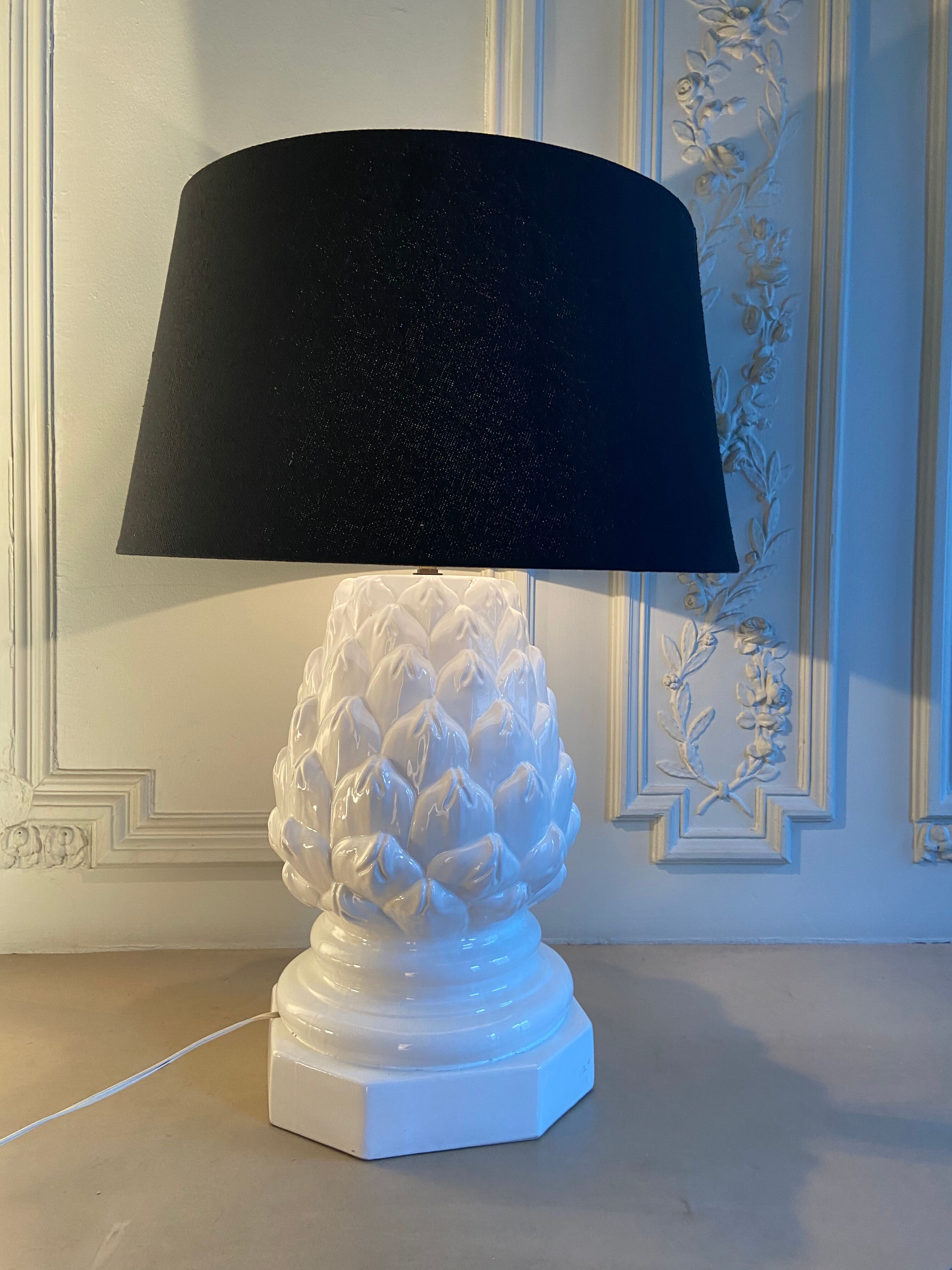 Imposing ceramic table lamp artichoke shape, Italy, 1960s