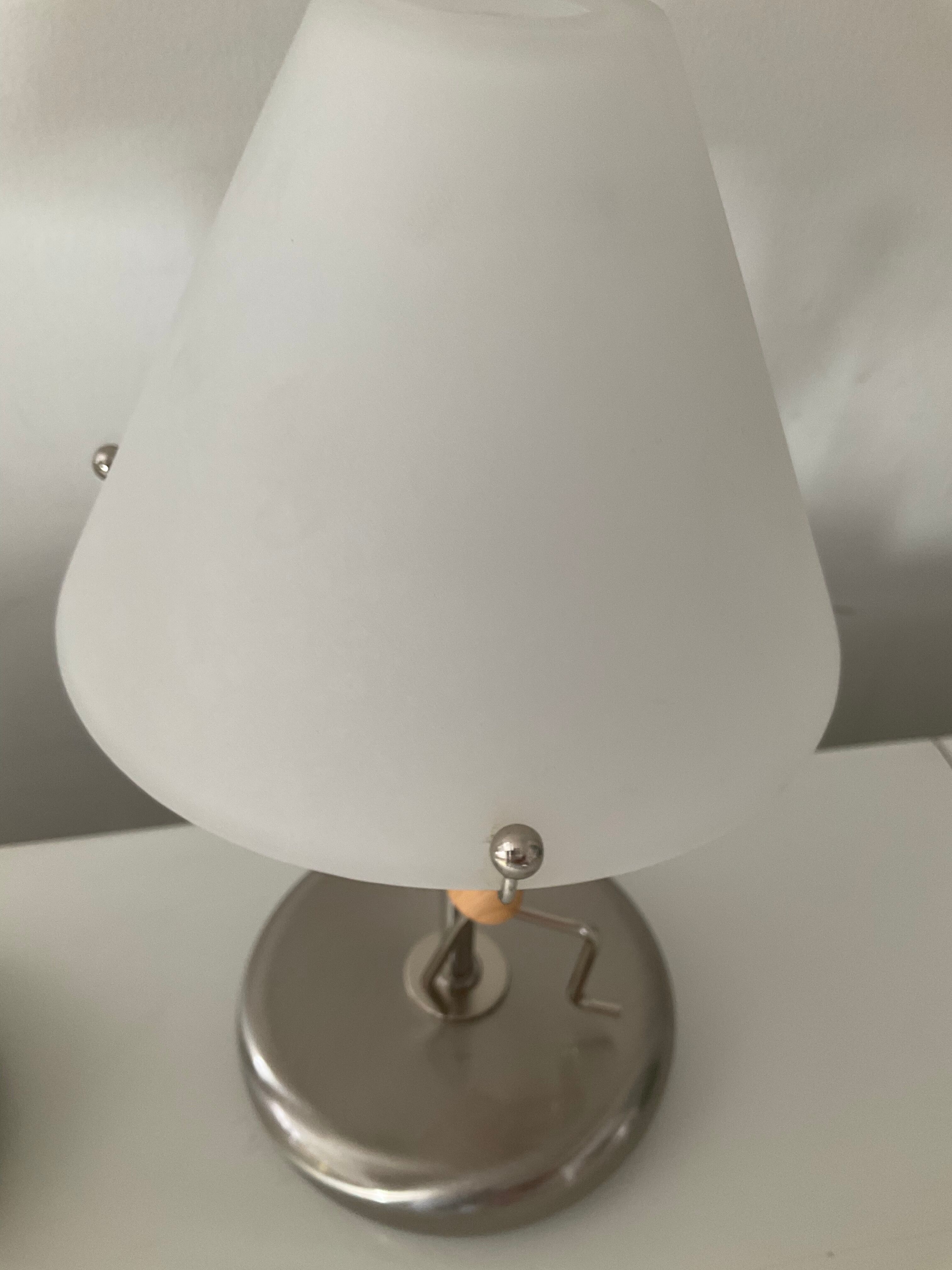 Pair of vintage lamps in wood and chrome metal