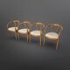 Ensemble de 4 chaises de salle à manger en bois et laine, Italie années 1970.