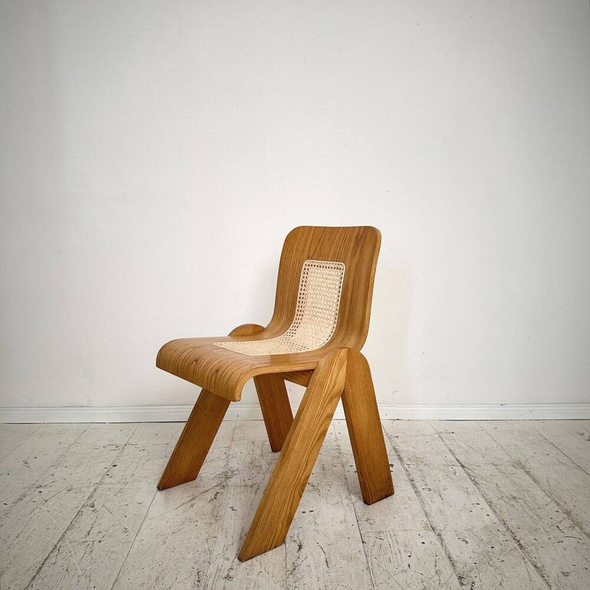 Italian chair in ash and caning by Gigi Sabadin for Stilwood, 1972