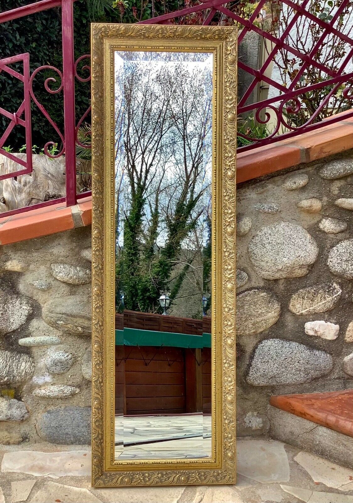 Napoleon III bevelled ice mirror 132x42cm