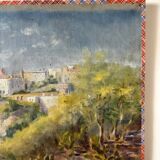 Peinture à l'huile sur toile "Village et forêt" n°9