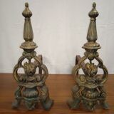 Paire de chenets cheminée en bronze anciens