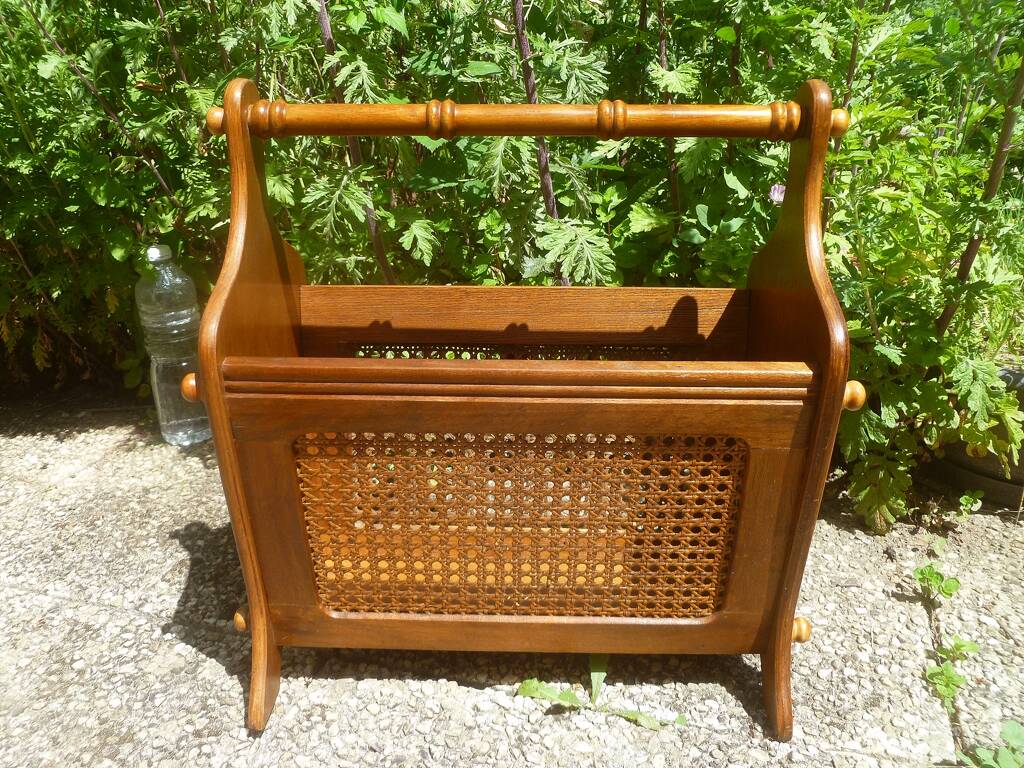 porte revue  bois et cannage, vintage