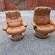 Pair of Ekornes Stressless leather armchairs, 1980s