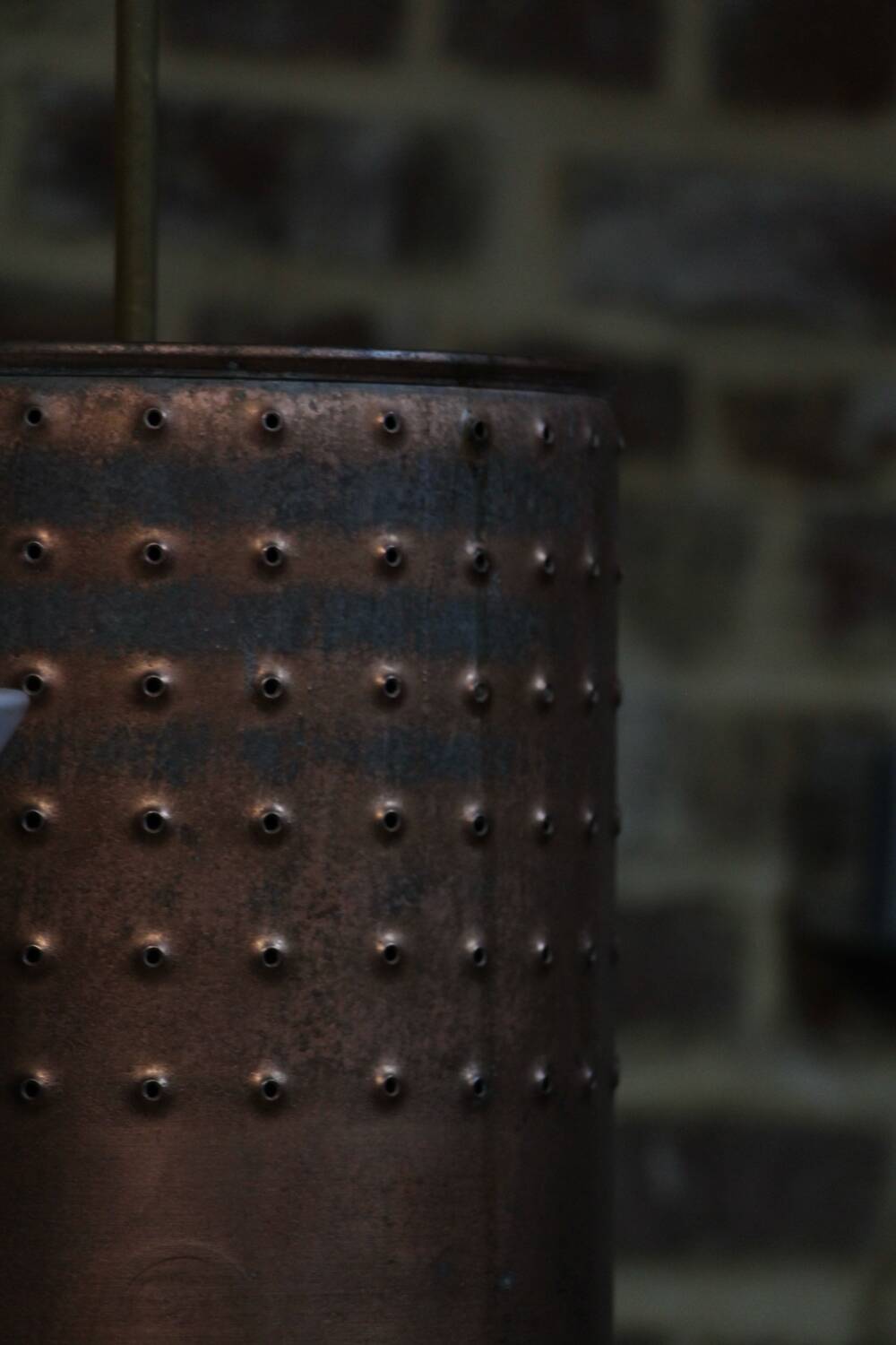 Industrial copper chandelier with patina France 1960