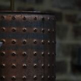 Industrial copper chandelier with patina France 1960