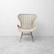 Vintage lounge armchair in rattan and metal, 1960s modernist design