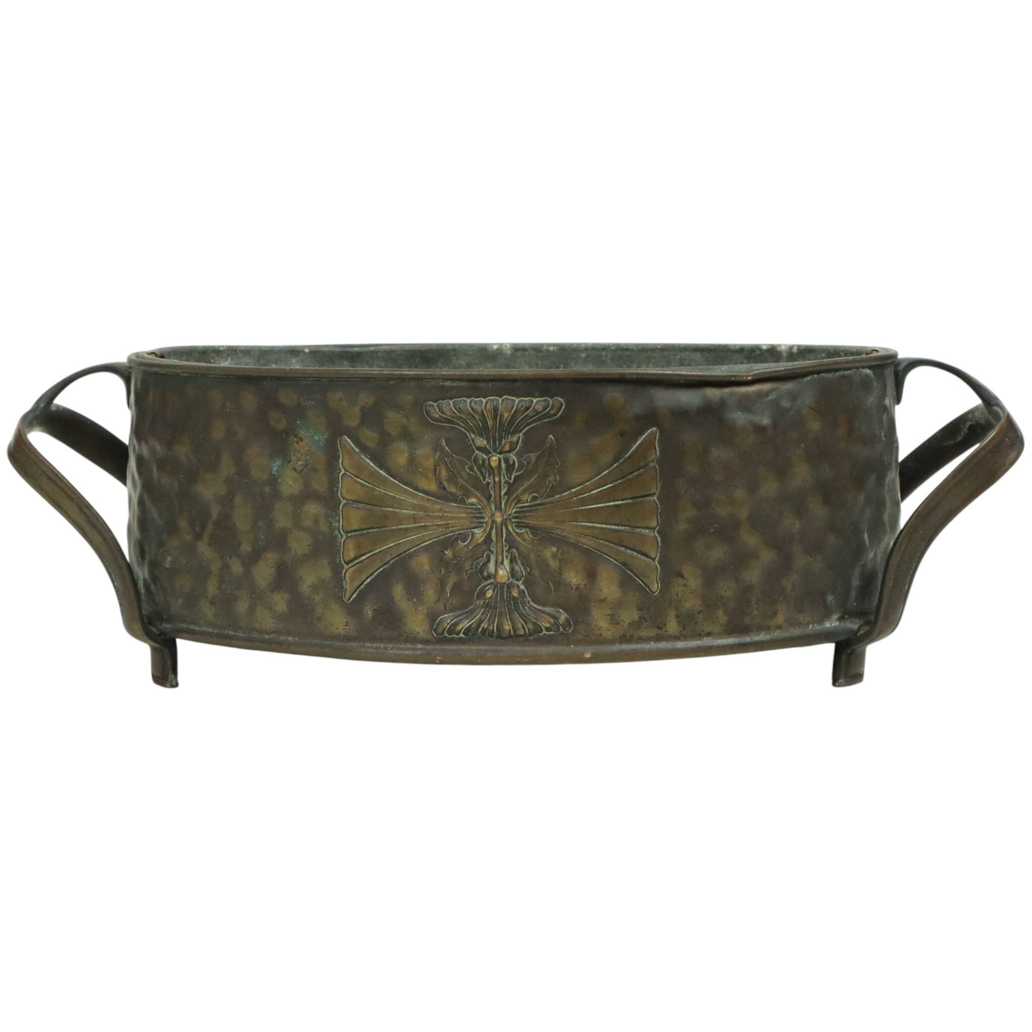 Antique Art Nouveau Brass Jardinière Planter