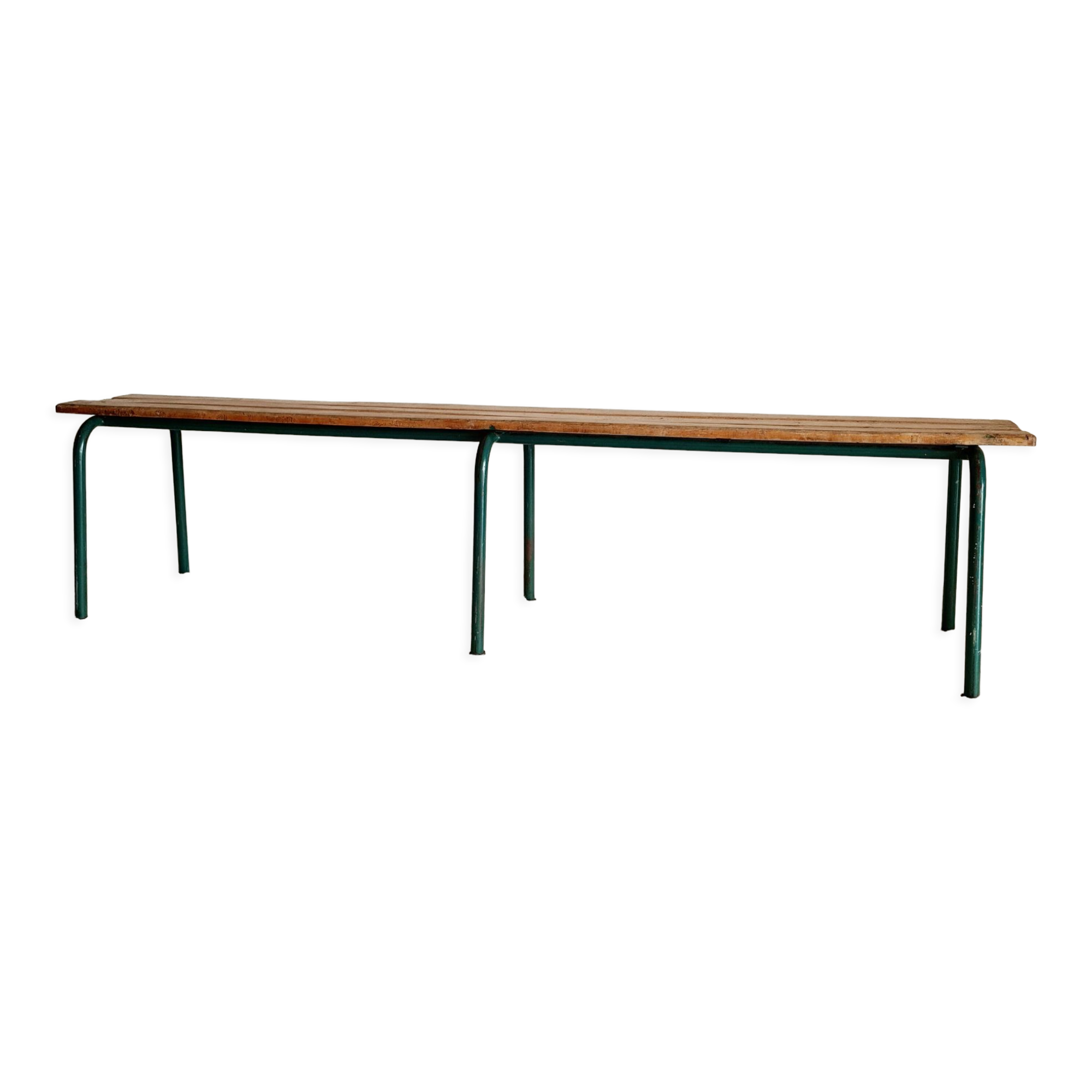 Wooden and metal school bench