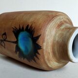 Ceramic vase "Poterie du Colombier" vintage blue sun