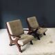 Rustic X Frame Lounge Chairs, Belgium, 1950s, Set of 2