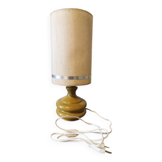 Round vintage khaki painted metal lamp