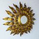 Sunburst wall mirror light – gilt metal, France 1960s