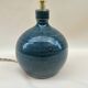 Vintage blue pyrite stoneware lamp 1970s raffia rope lampshade ribbons 70s bohemian