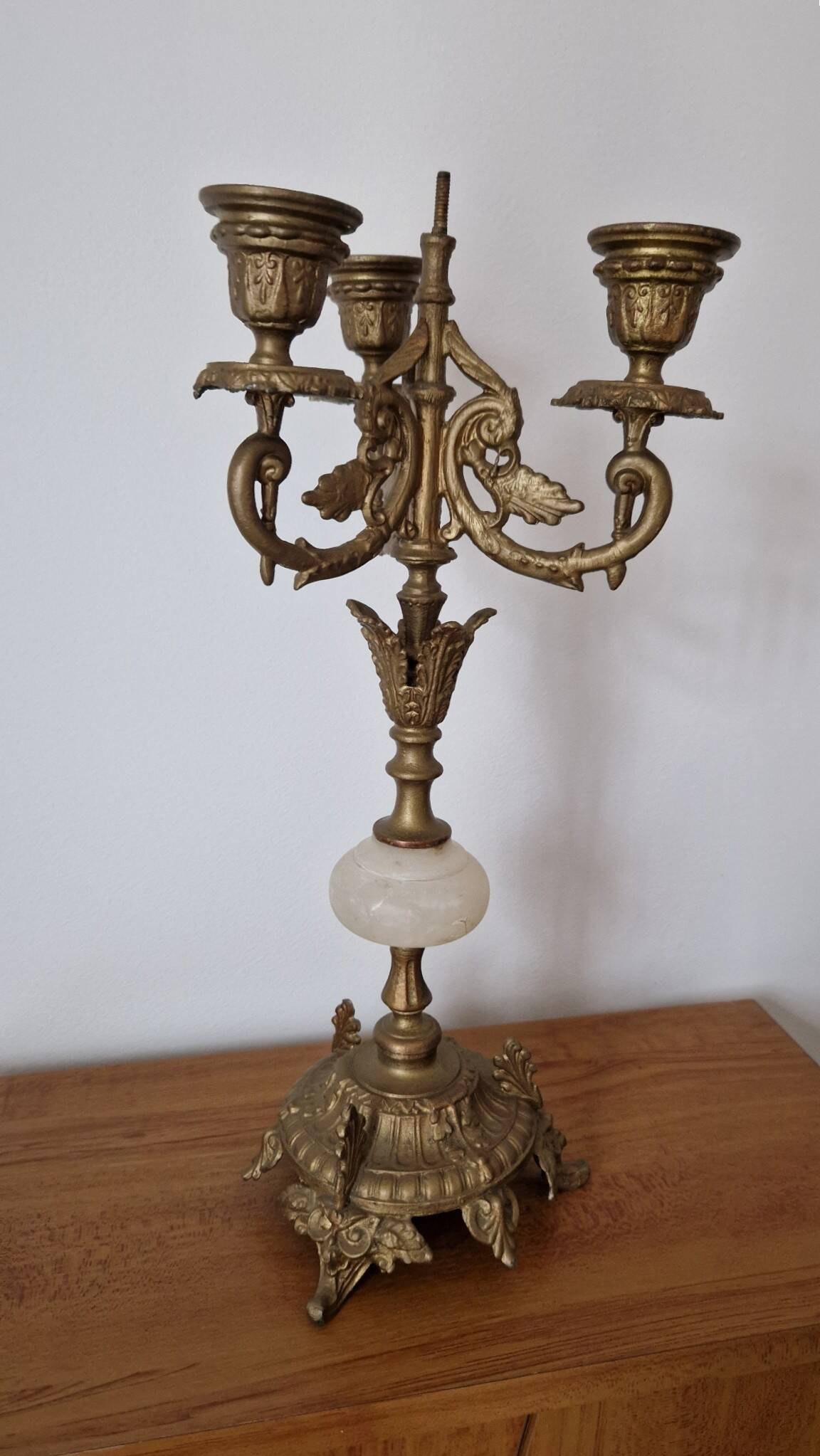 Chandelier with 3 branches in gilded bronze