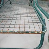 Pair of metal deckchairs