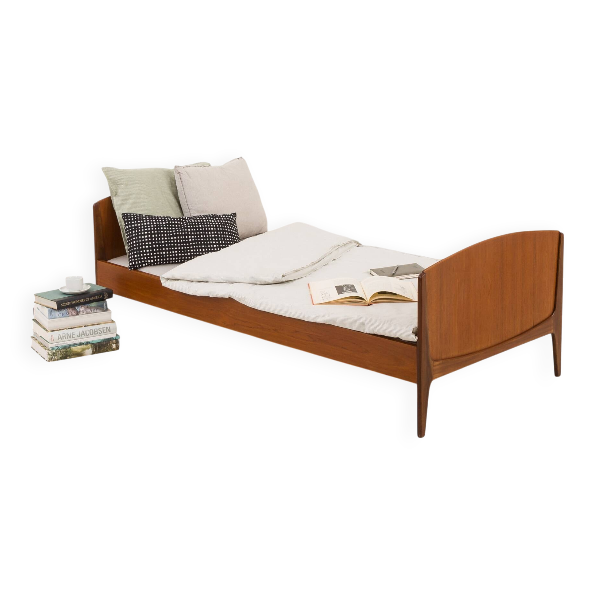 Danish mid century modern teak bed by Sidelmann Jakobsen, 1960s