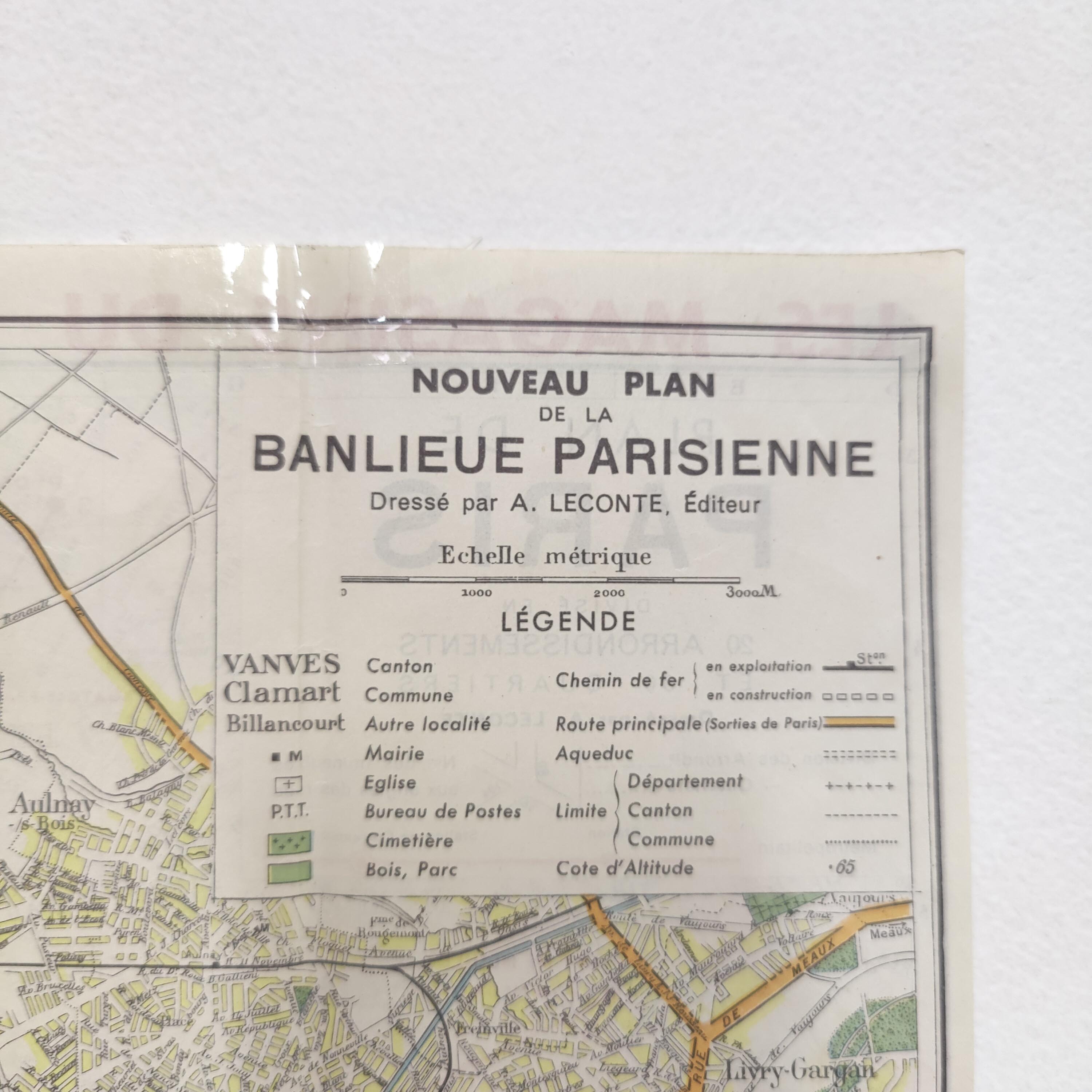 Carte vintage Paris et ses quartiers 1970
