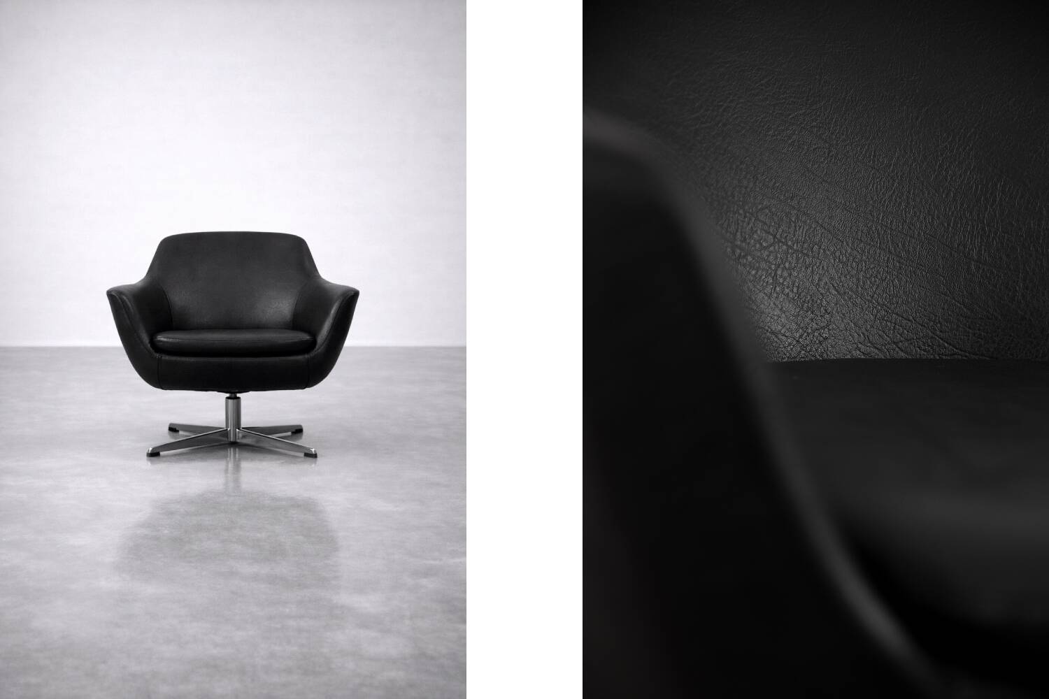 Vintage Mid-Century Scandinavian Modern Black Swivel Chairs, Set of 2