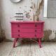 Commode rotin rose vintage