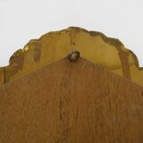 Old wall mirror in wood and gilded stucco with shell decoration, Louis XV style pediment mirror