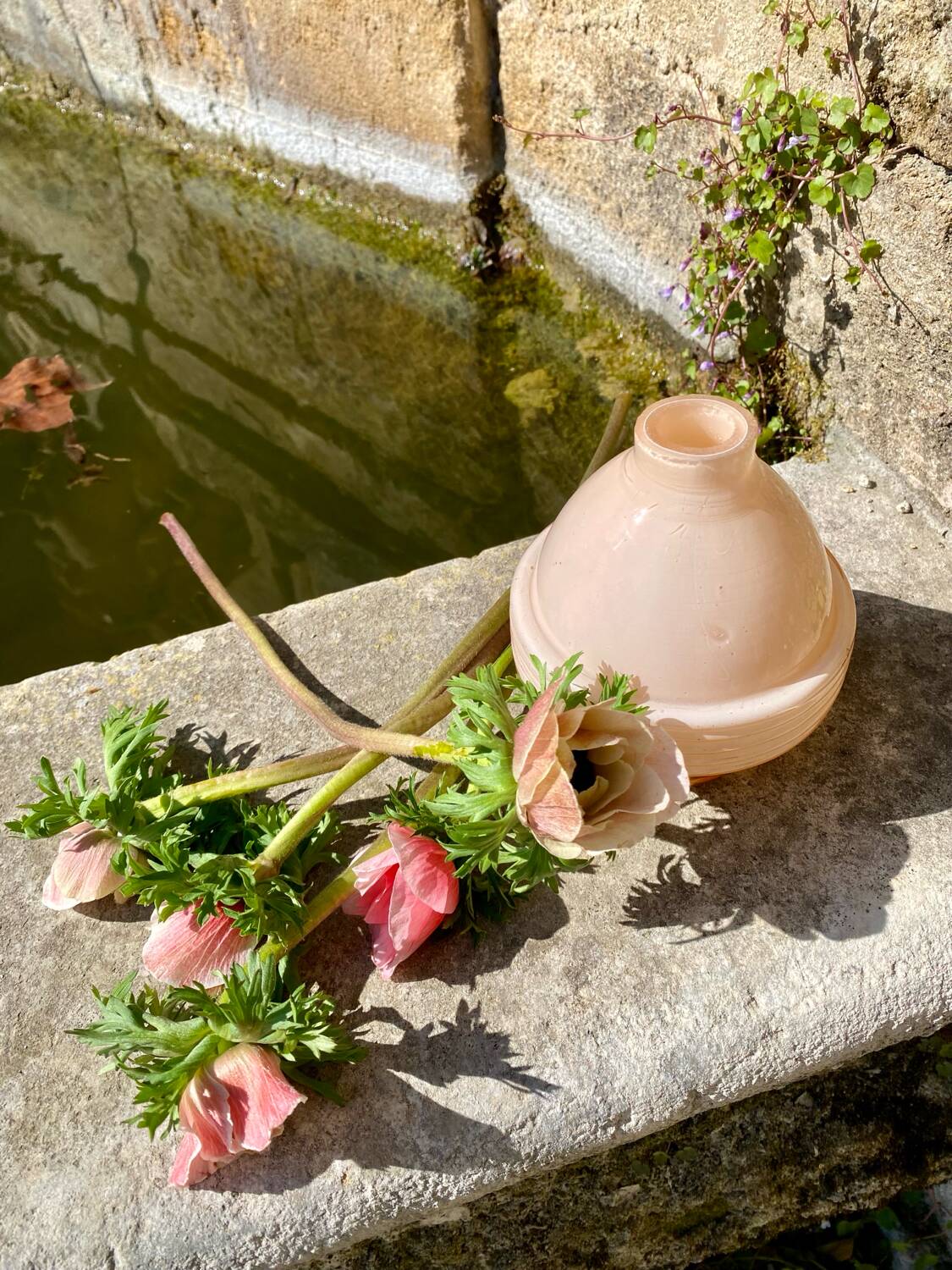 Old pink vase lamp base