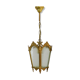 Old lantern with 4 faces in glass, chandelier in gilded bronze and glass, year 60