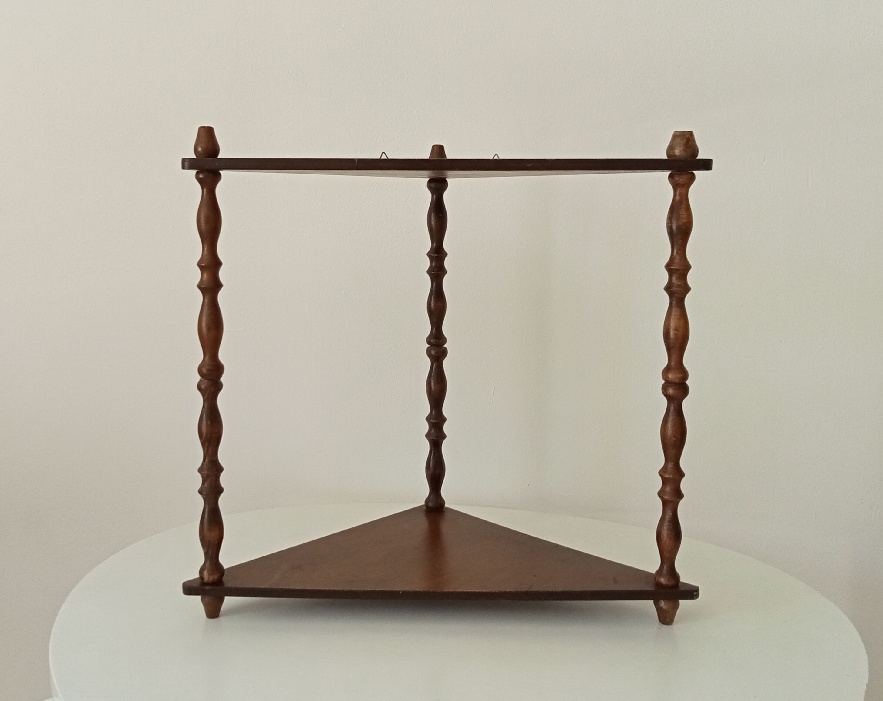 Vintage turned wood wall shelf