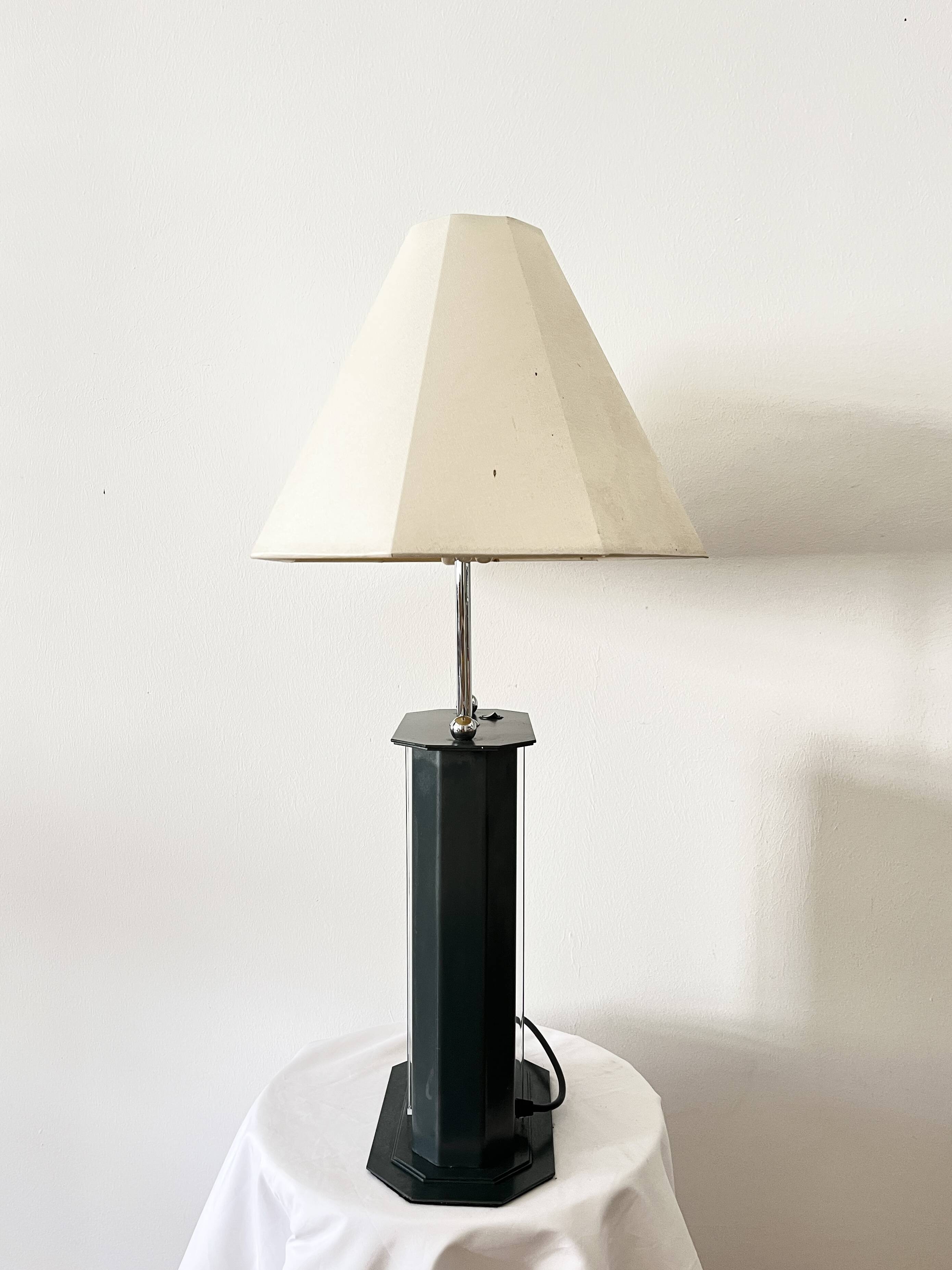 Vintage Postmodern Table Lamp, 4 Light Metal Lamp with Chrome Details, ´80