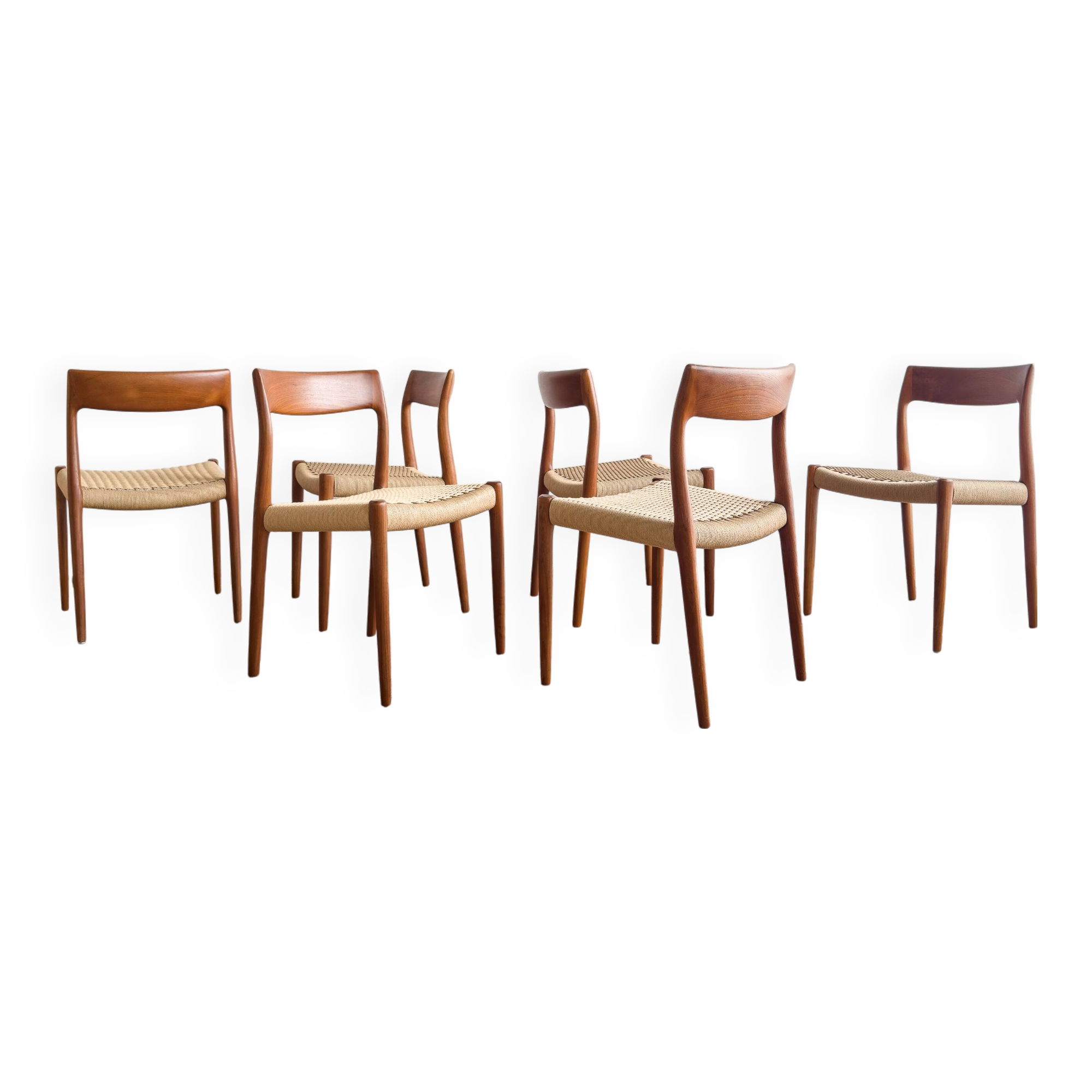 Chaises danoises en teck Mid-Century par Niels O. Møller # 77, set de 6