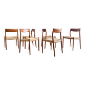 Chaises danoises en teck Mid-Century par Niels O. Møller # 77, set de 6