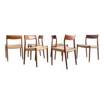 Chaises danoises en teck Mid-Century par Niels O. Møller # 77, set de 6
