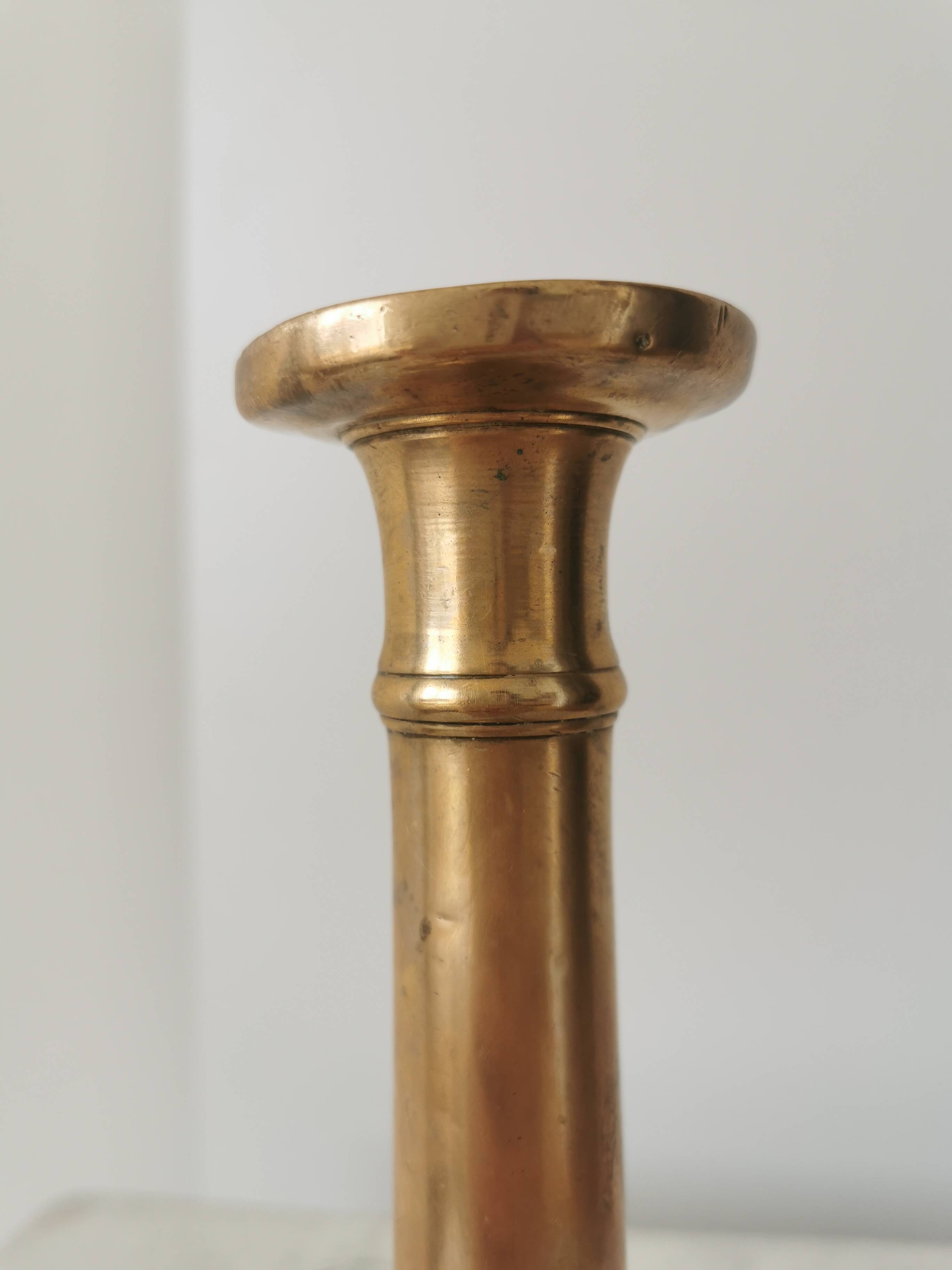 Vintage Gold Brass Candlestick: 1970s Home Decor