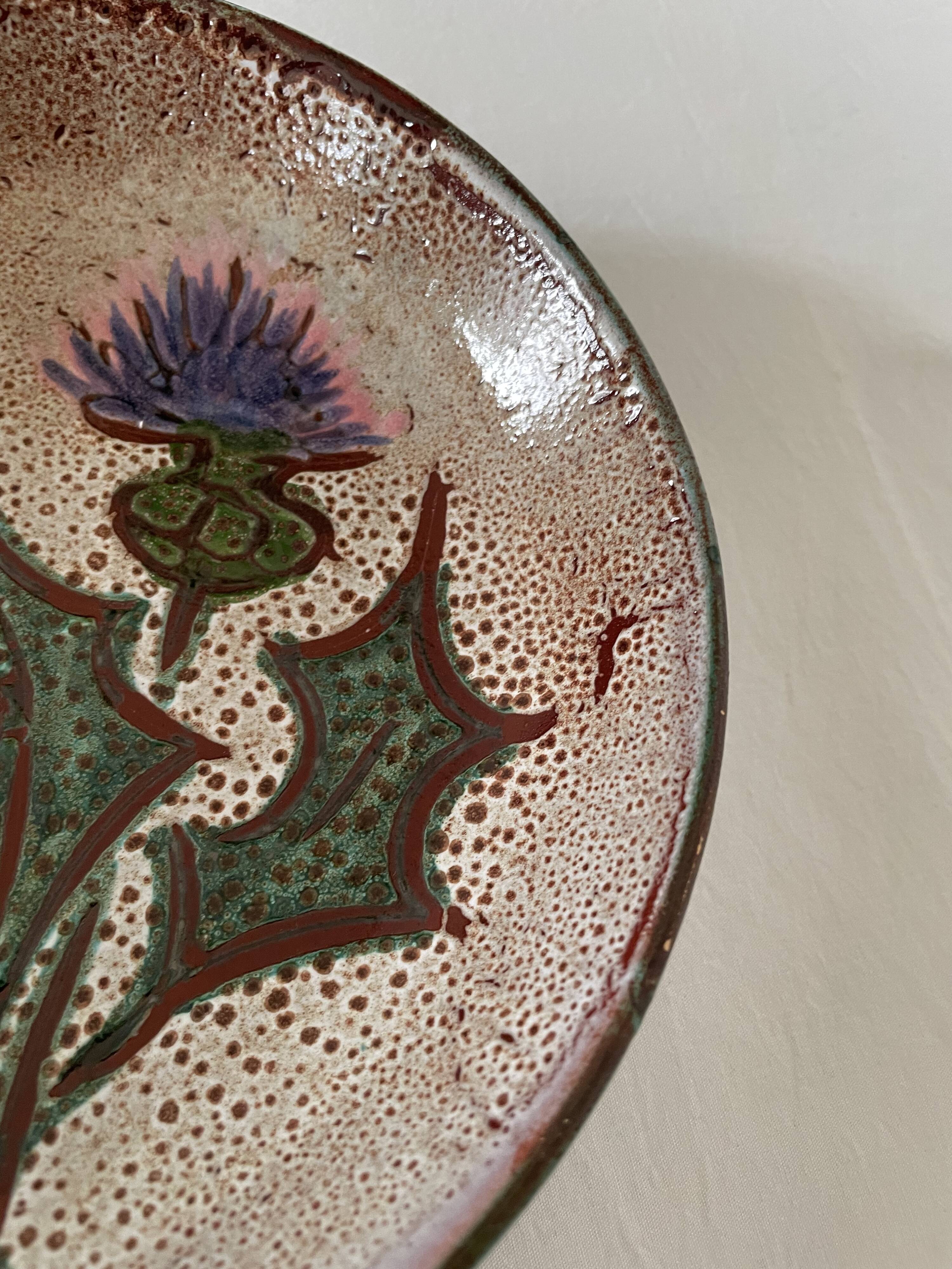 Vallauris deep plate with thistles