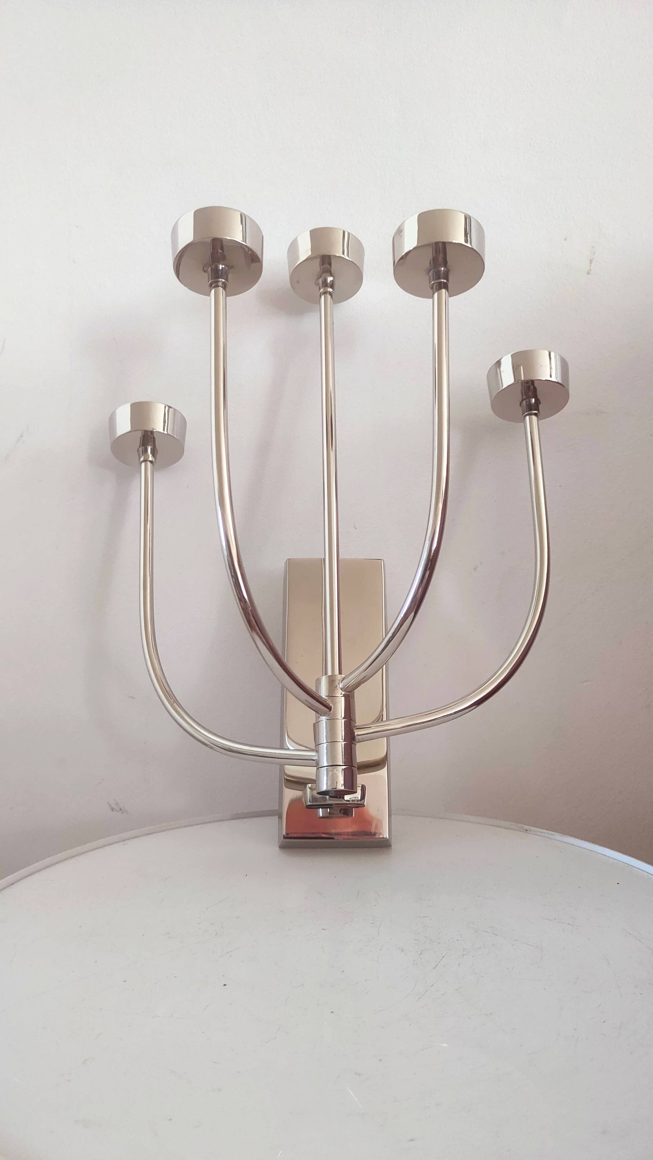 5-branched vintage candle holder wall light, Klein model for Habitat