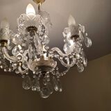 Antique cut glass chandelier with pendants – 6 arms