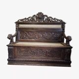 Banc-coffre ancien, france, xixe siècle.
